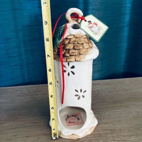 NWT Christmas Blue Sky Ceramics Christmas Bird Feeder Decor - Picture 3 of 3